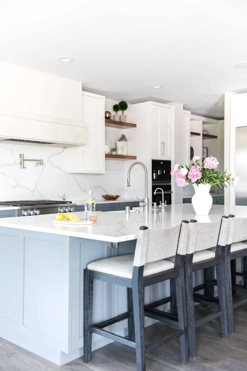 white and dark grey kitchen