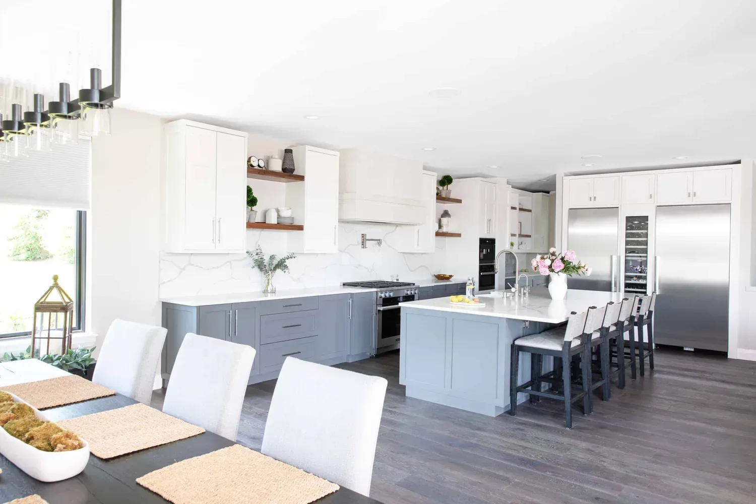 two-tone modern farmhouse kitchen