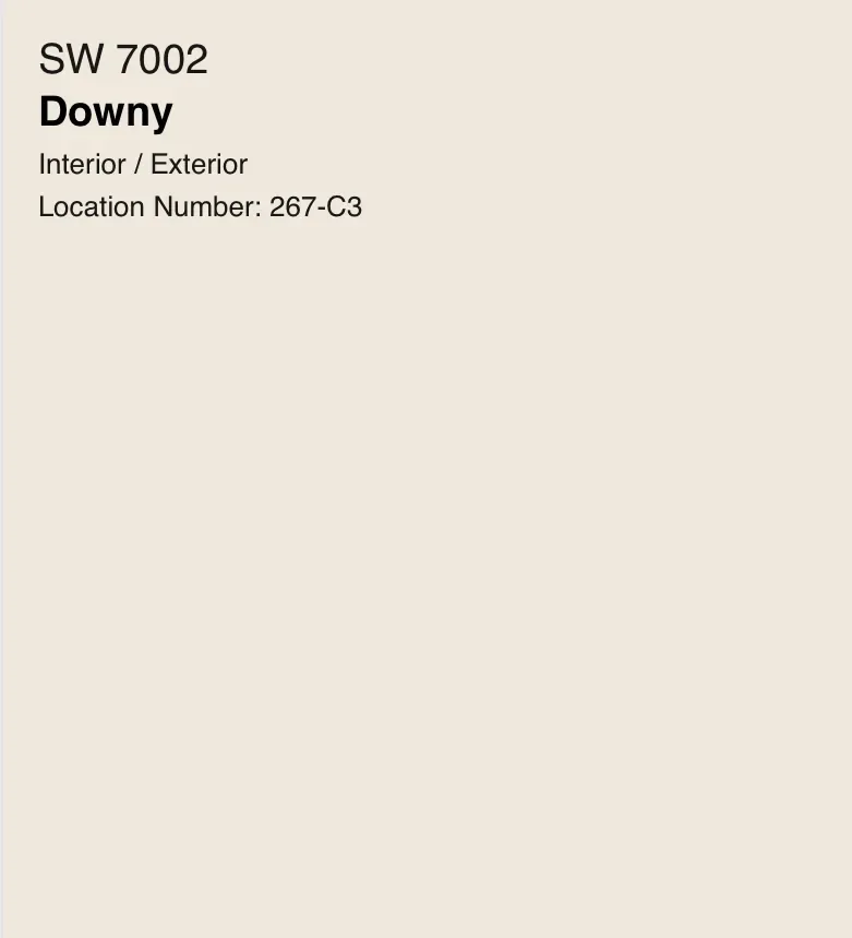 Sherwin-Williams Downy SW 7002, a soft off-white paint swatch