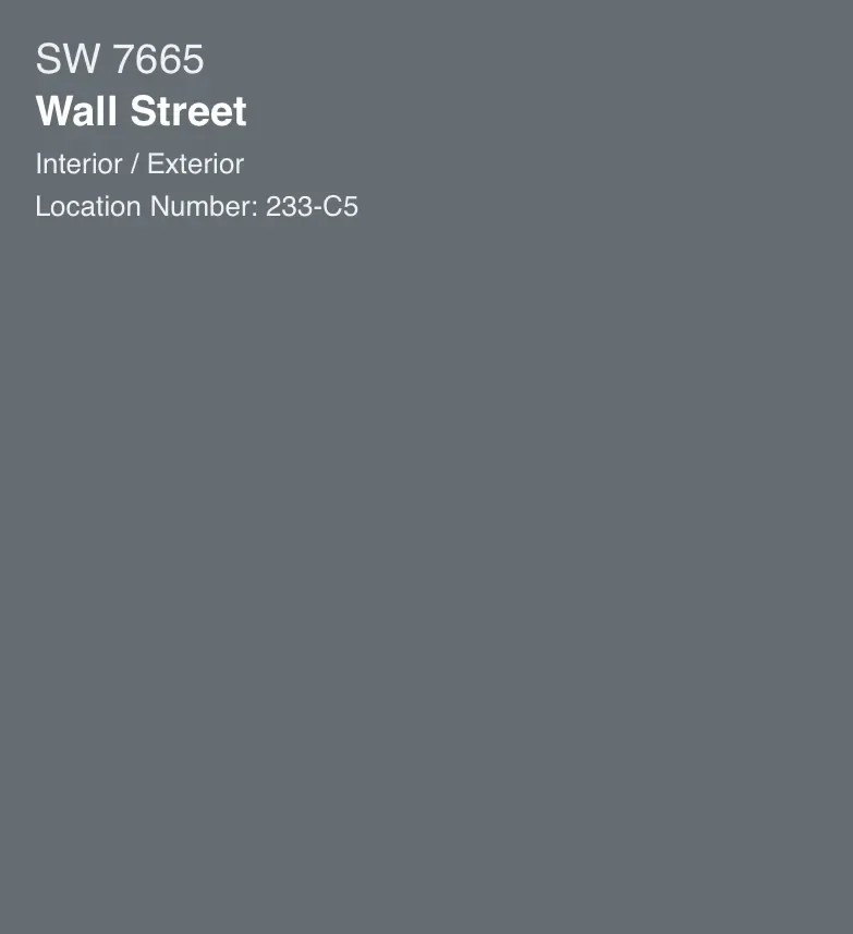 Sherwin-Williams Wall Street SW 7665, a slate blue-grey paint swatch