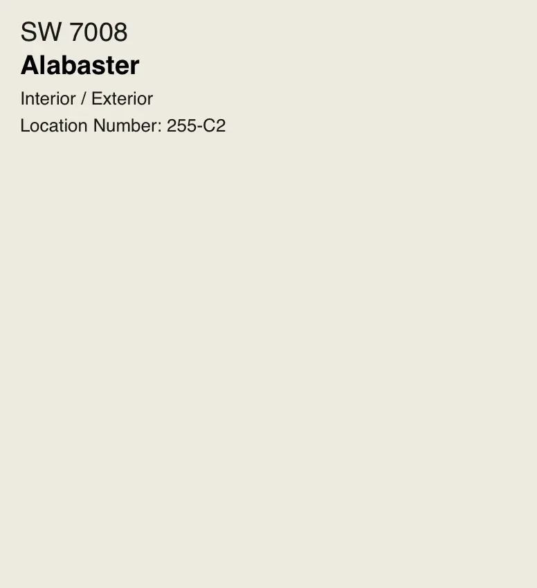 Sherwin-Williams Alabaster SW 7008, a cooler soft white paint swatch