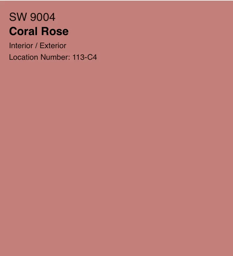 Sherwin-Williams Coral Rose SW 9004, a dusty pink paint swatch