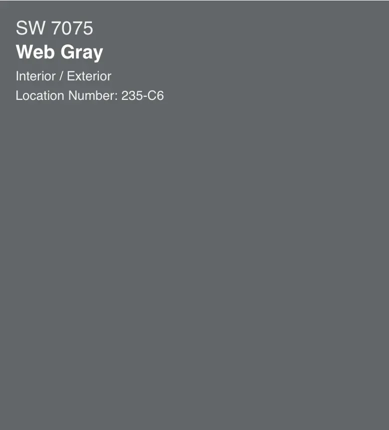Sherwin-Williams Web Gray SW 7075, a mid slate grey paint swatch