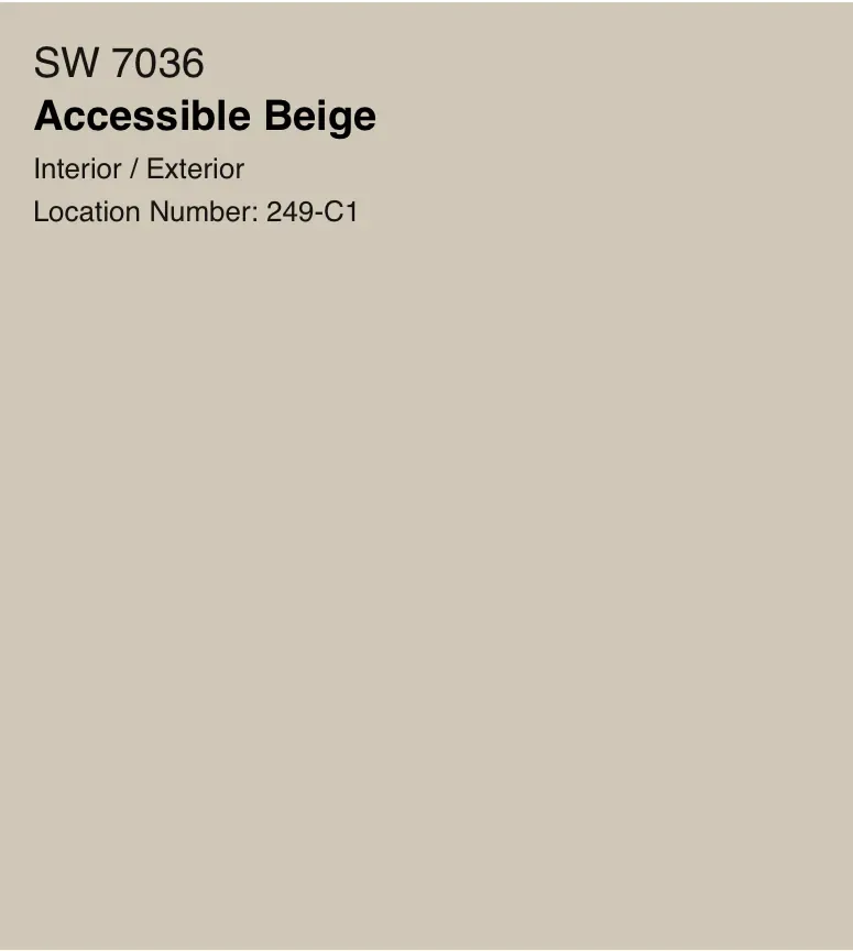 Sherwin-Williams Accessible Beige SW 7036, a warm light greige paint swatch