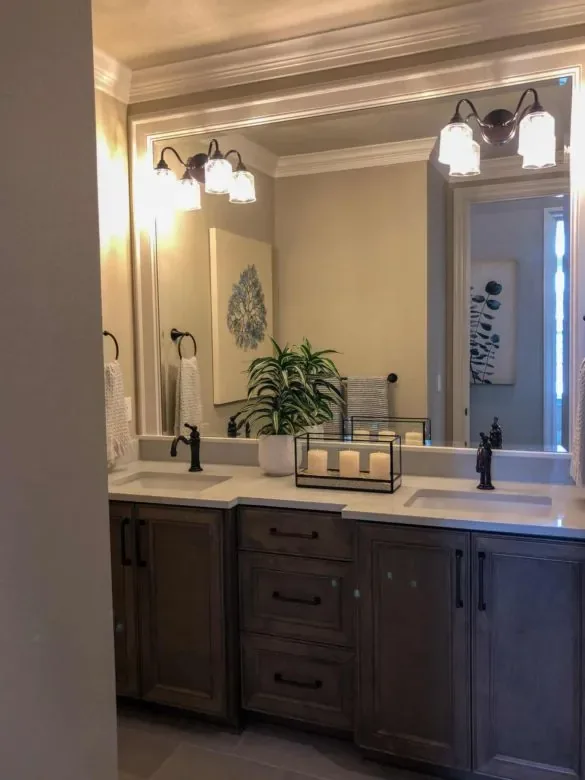 Bathroom vanity lights facing down