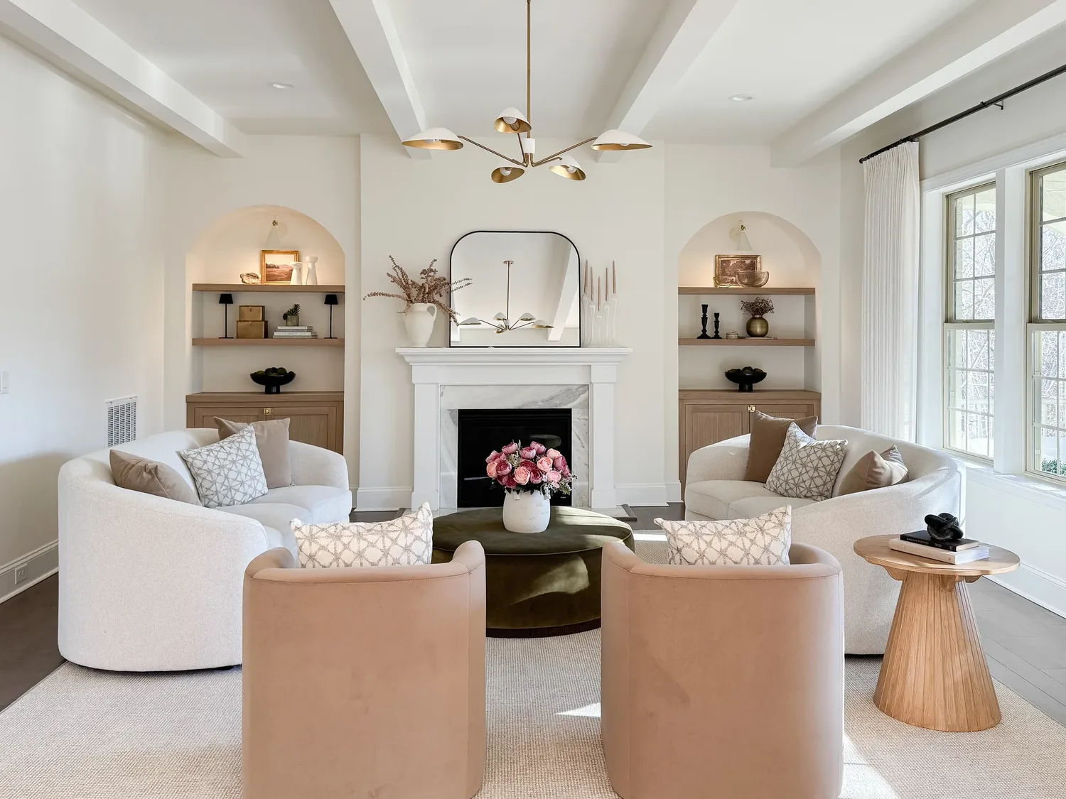 Living room with a gallery wall and layered neutrals
