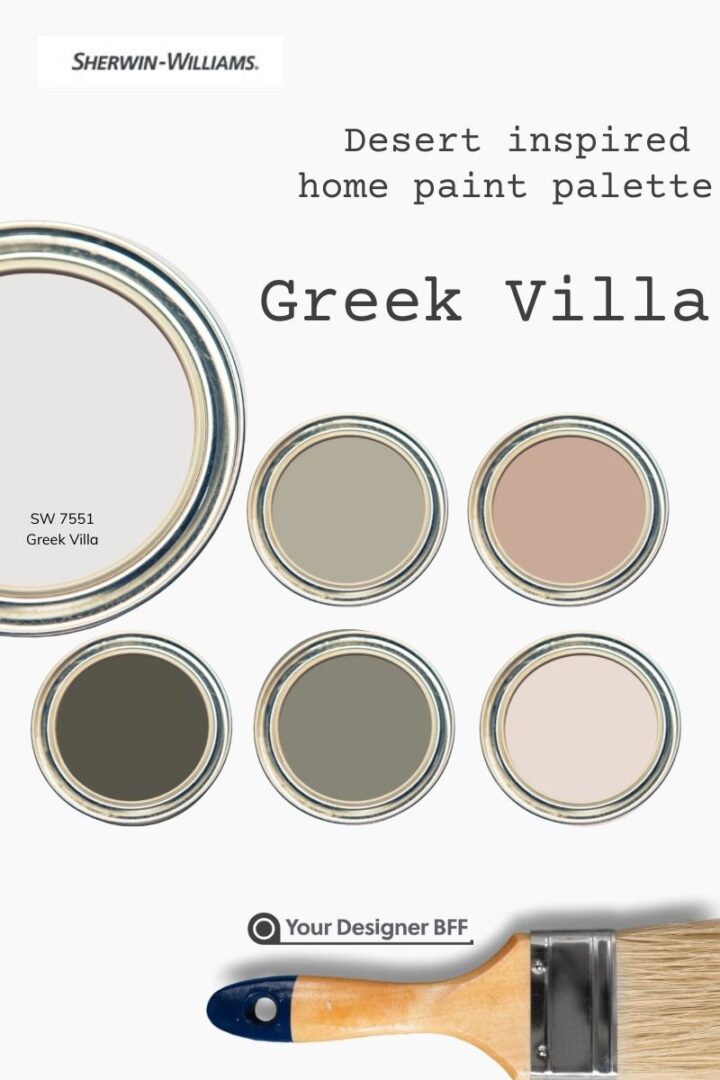 SW 7551 Greek Villa Complementary Color Palette For Sherwin Williams, Interior Design Paint Palette, Whole House Paint Colors, Home Paint