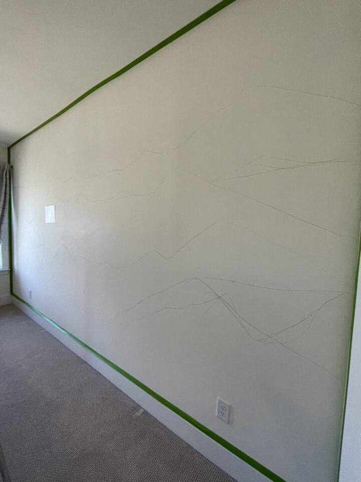 sketch mountains on the wall
