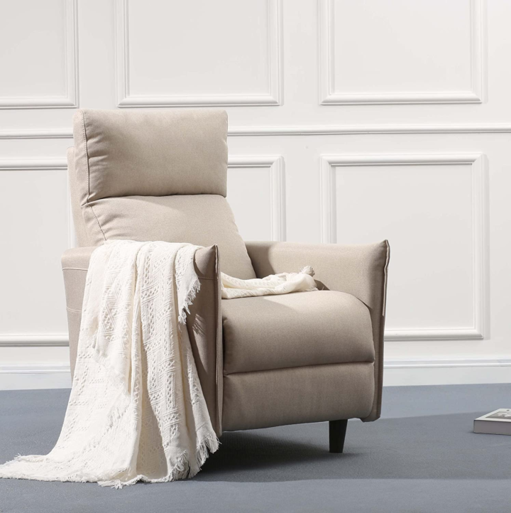olimix Push-Back Recliner Living Room Chair Medium Size Recliner Chair Recliner Sofa 27” Width (Beige)