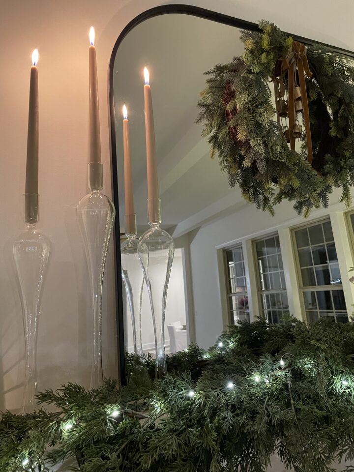 clear candleholders mantle mirror