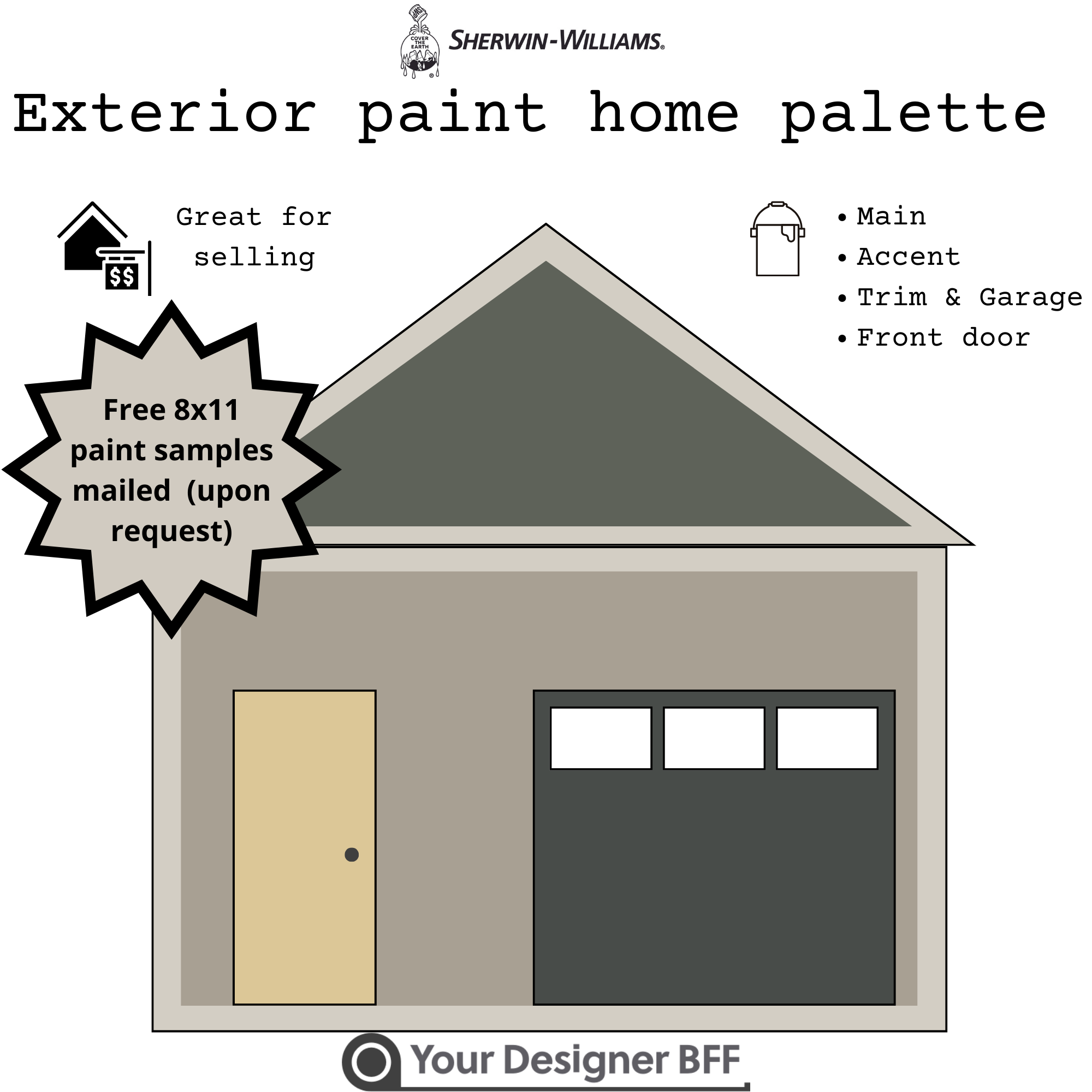 Bright accent door Exterior Paint Scheme