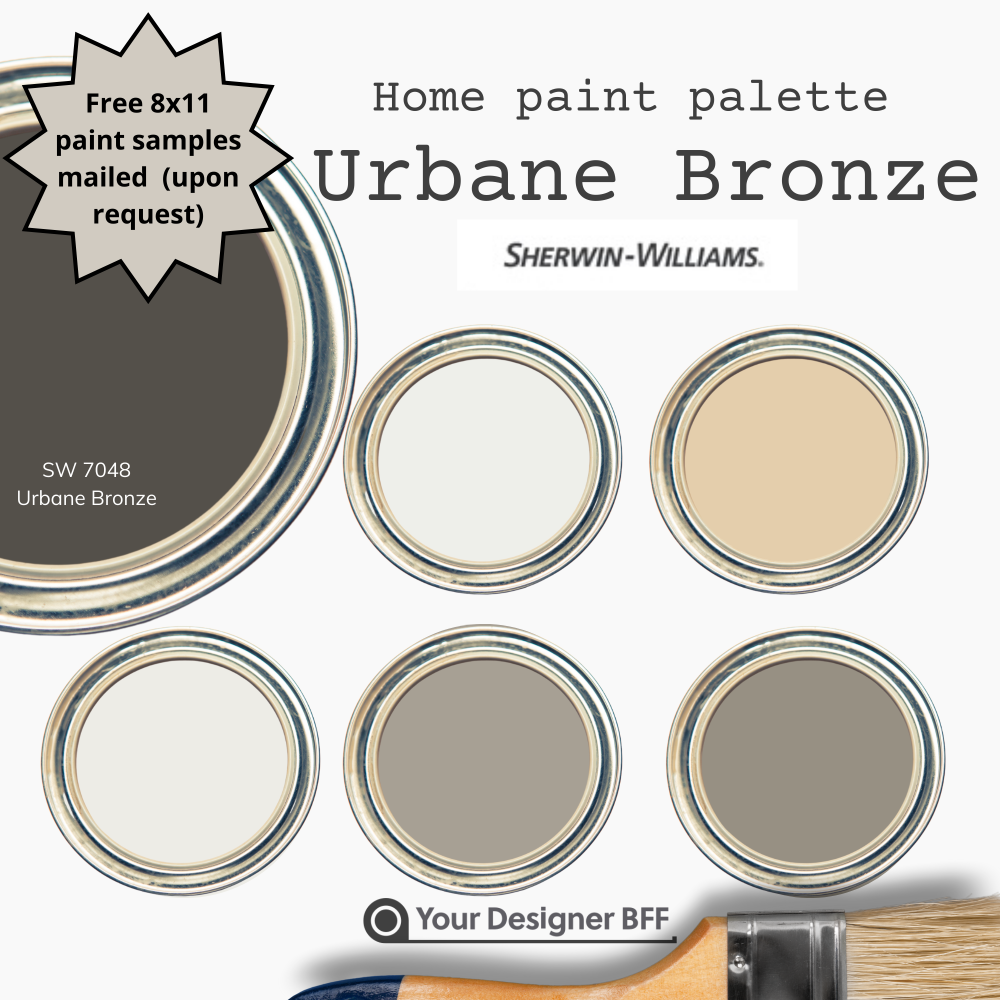 SW 7048 Urbane Bronze Complementary Color Palette For Sherwin Williams