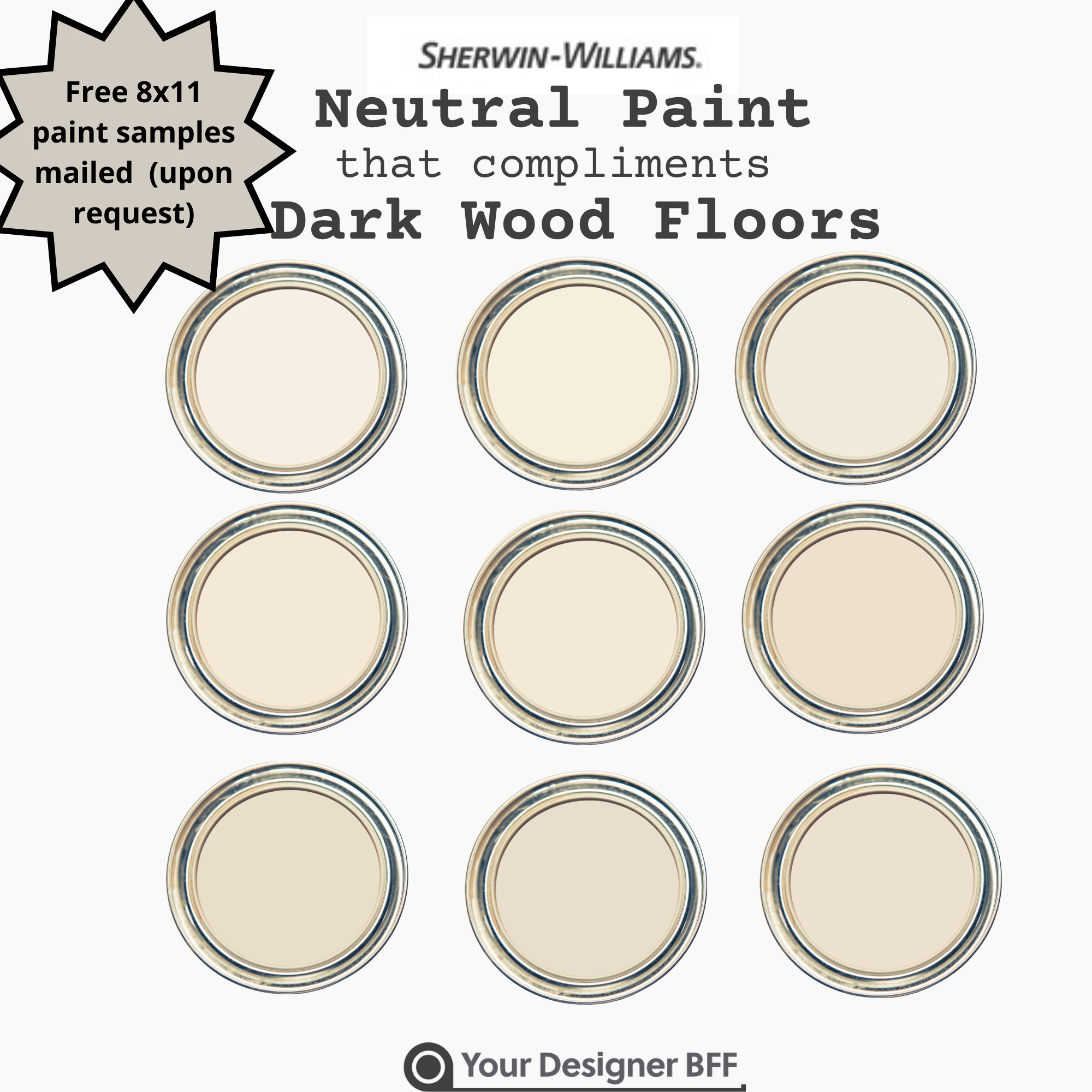 White and neutral paints that compliment dark wood floor, Sherwin-Williams